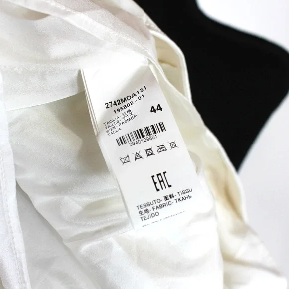 MSGM Abito Faux Leather Dress NEW Croc Embossed Tie Sash Belted White Mini Sz M - Picture 9 of 9